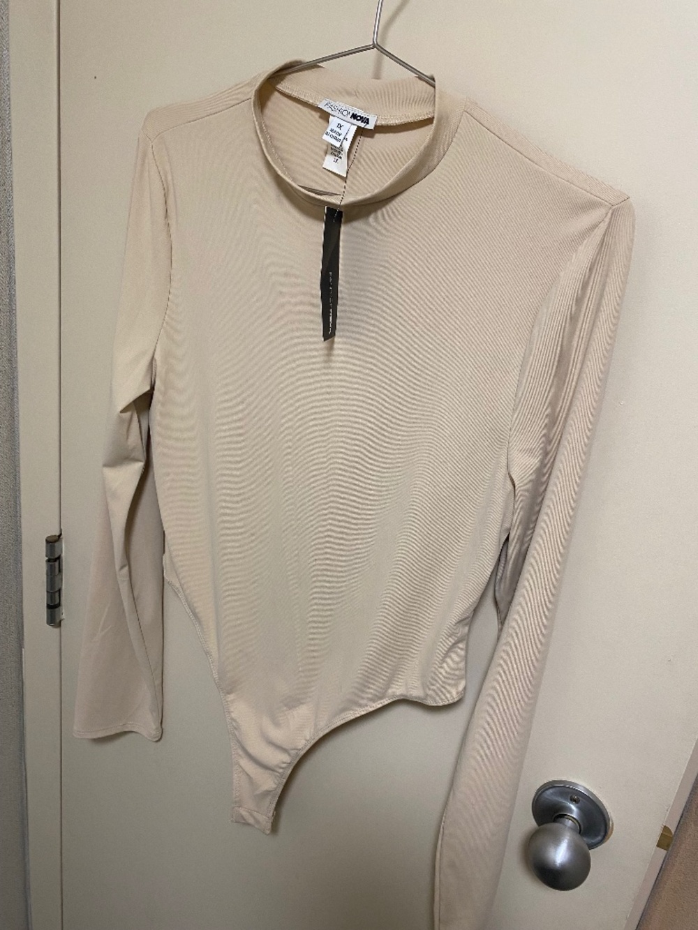 Fashion Nova Tan Long Sleeve Bodysuit Size 1XL NWT